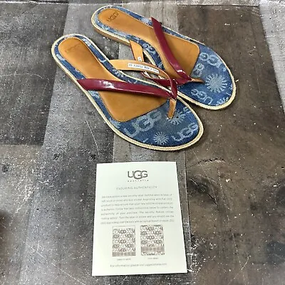 UGG Australia Signature Thong Flip Flops Size 8 Denim Blue • $16.99