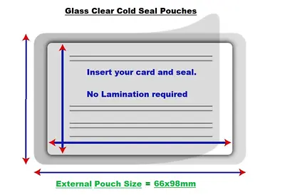 100 X Cold Seal Laminating Pouches Self Adhesive Clear ID Laminate - Peal & Seal • £19.99