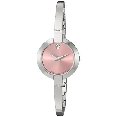 Movado Women's 0606596 Bela Pink Dial Stainless Steel Bangle Watch • $295