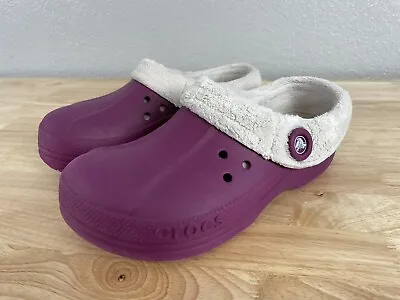 Crocs Blitzen Polar Fleece Clog Womens 9 Mens 7 Berry Plum Soft Faux Fur Lined • $28