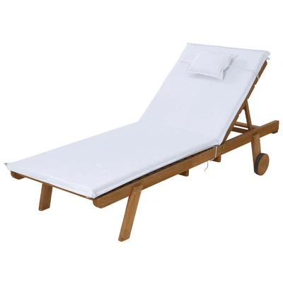 $190.99 • Buy Gardeon Sun Lounge Wooden Lounger Outdoor Furniture Day Bed Wheel Patio White