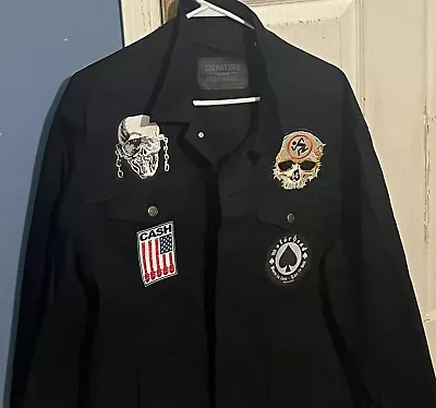 NEW XXL Black Jean Jacket Megadeth Motörhead DRI Sacred Reich Maiden & Cash. • $85