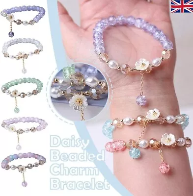 Beautiful Daisy Beaded Charm Bracelet For Women Girls Children Jewellery Gift UK • £3.35