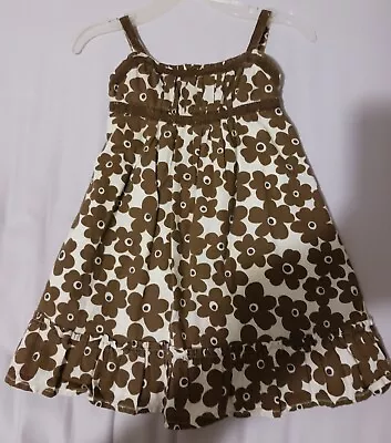 Mini Boden Girls Size 2-3 Years Sleeveless Brown White Floral Dress EUC • $12