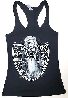 Marilyn Monroe Tank Top T-shirt Raiders Women's JUNIORS Vest Black New • $14.44