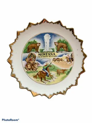 Montana State Plate Victoria Ceramics Vtg Gold Trim Made In Japan Wall Hanging • $19.95