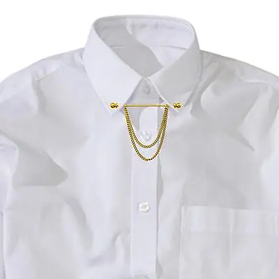 Collar Clips With Chain Collar Bar Tie Pin Mens Shirt Collar Pins For Party Suit • £5.66