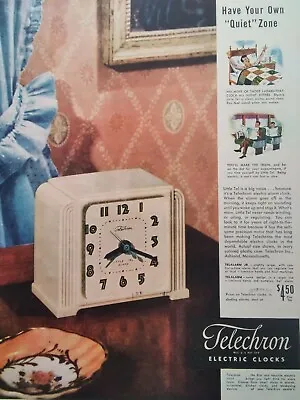 Telechron Clock Print Ad Original Vtg 1948 Electric Alarm Goodyear Tire  • $20.60