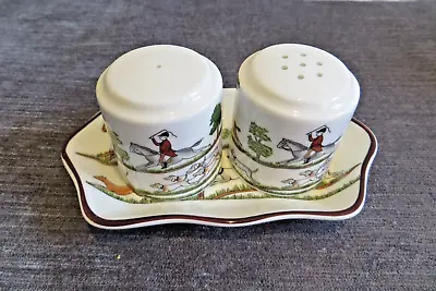 Coalport Hunting Scene Salt And Pepper Pot On Tray Unused And Mint Condition • £29