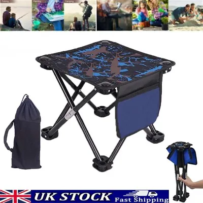 Portable Folding Camping Stool Chair Seat + Carry Bag Outdoor Picnic Fishing BBQ • £7.29