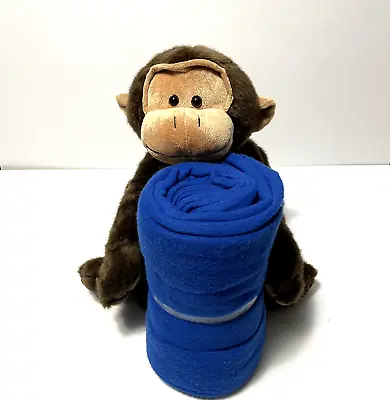 Adorable JStuff 17  Monkey Backpack With Blue Blanket NWOT Blanket 50  X 60  • $12.75
