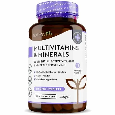 £17.50 • Buy Multivitamins & Minerals A-Z Men & Women 365 Vegan Tablets - 100% NRV One A Day
