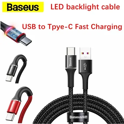 $8.95 • Buy Phone Cable Baseus Fast Charging USB For Type-C 40W With LED Backlight