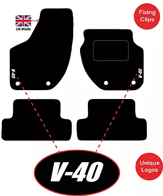 Volvo V40 2012 To 2015 Tailored Carpet Car Floor Mats With Unique Logo & 4 Clips • $19.88