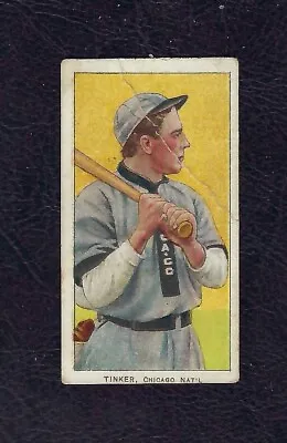 1909-11 T206 Joe Tinker Chicago Nat'l Bat On Shoulder Pied. 350-460 Good • $300