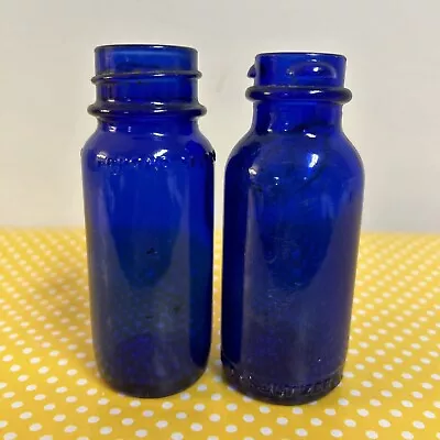 2 Vintage Cobalt Blue Glass Bottles 4 Oz. BROMO-SELTZER Emerson Drug Co. Lot 2 • $9.99