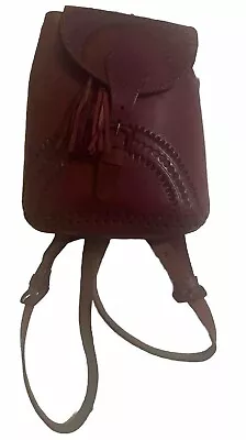 Genuine Leather Backpack Red Hand Toole Design By Mexican Artisans NEW • $25