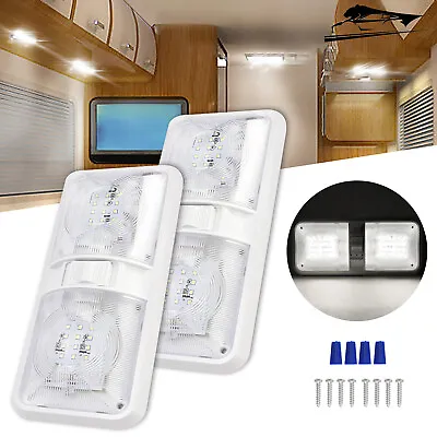 2 New RV LED 12v Ceiling Fixture Double Dome Light For Camper Trailer RV Marine • $19