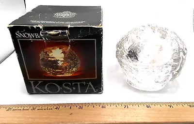 Vtg. KOSTA BODA Glass Crystal Snowball Candle Holder In Original Box • $18