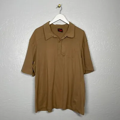 MASSIF Men 2XL Tan Pilot Rock Polo Zip Front Pocket Quick Dry Tactical • $35