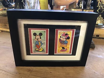 Vintage Cards Disney Mickey Minnie Mouse Assembled Art Retro Picture Framed • £16