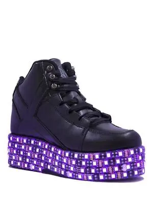 YRU Qozmo Lo Black LED Light Up Platform Sneakers Shoes Cybergoth Punk Vegan • $418.08