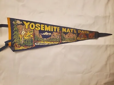 Vintage Souvenir Felt Pennant Yosemite National Park CA 26'' • $44.99