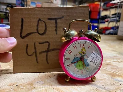Vintage WORKING Disney CINDERELLA Phinney Walker Alarm Clock PINK Good Cond. • $54.99