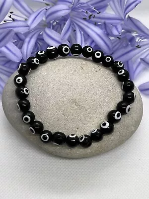 Evil Eye Bracelet Lampwork Glass Beads 6mm  AUS SELLER • $8.99