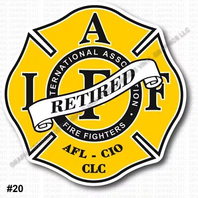 IAFF Firefighter HELMET Decal 2  RETIRED Sticker Yellow Black Wht Laminated 0407 • $3.49