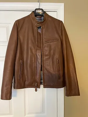 $750 • Buy Schott NYC 530 Cafe Racer Leather Jacket Men's Size Small Brown