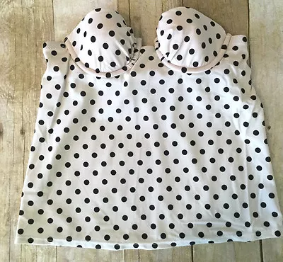 NEW J. CREW DOTTY UNDERWIRE TANKINI TOP B5211 WHITE & BLACK SZ 0 SWIM • $19.99