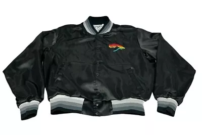 Swingster Men’s Jacket Black Satin Embroidered Colorado Elk Pride Vintage 80’s M • $59.87