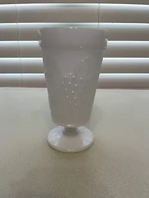 Anchor Hocking White Milk Glass Grape Pattern Footed Tumbler • $1