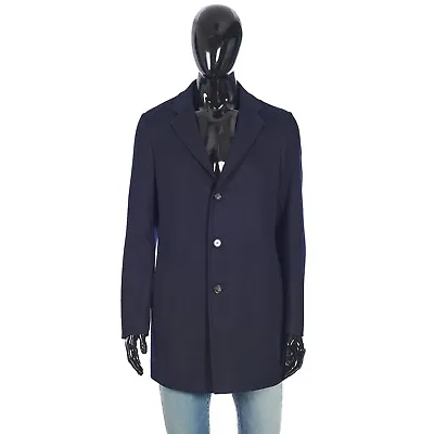 LORO PIANA 5500$ Single-Breasted Coat In Navy Double-Faced Cashmere Rain System • $3400