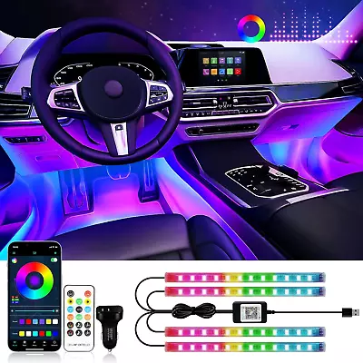 RGB Interior Car Strip Lights With Smart APP Control Music Sync Under Dash12V • $36.43