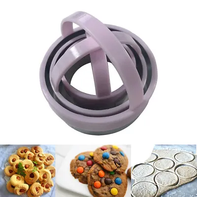 Cookie Cutter 3Pcs Mould Dough  Stainless Steel Plain Edge Round Holiday Metal • $5.44