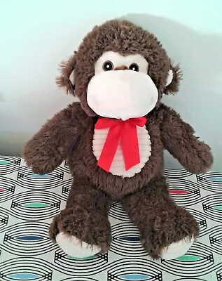 Cheeky Monkey Chimp 12  George Soft Toy Plush Comforter Ribbon Bow Machine Wash • £9.99