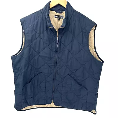 J Crew Vest Jacket Mens XL Navy Blue Quilted Walker Full Zip Pockets Outdoors • $34.99