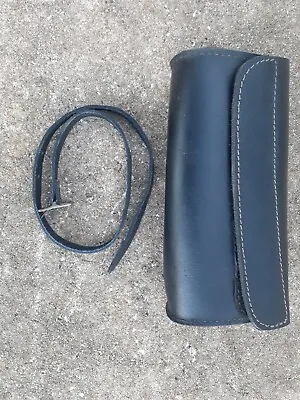 Motorcycle Black Leather Front Fork Tool Bag SaddleBag Storage Pouch • $9.99