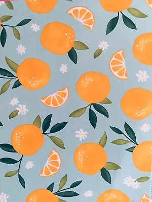 Oranges Flowers On Light Blue PEVA Vinyl Flannel Backed Tablecloth Various Size • $17.68