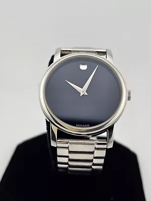 Movado Classic Museum Men’s Black Dial Stainless Steel Watch - 2100014 • $229.99