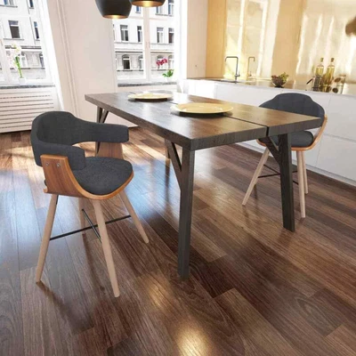$424.99 • Buy 2/4/6x Dining Chairs Dark Grey Bent Wood And Fabric Dinner Seating VidaXL