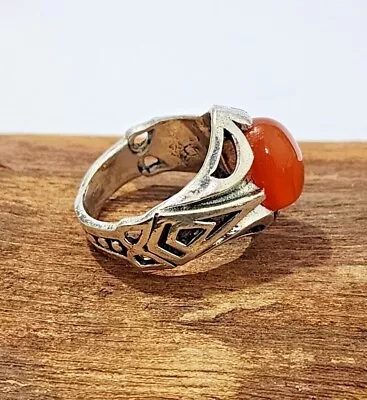 Solid 925 Sterling Silver Carnelian Designer Ring Handmade Boho Men's Ring S315 • $13.59