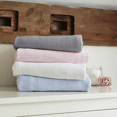 £7.95 • Buy Clair De Lune Premium Soft 100% Cotton Baby Cellular Blanket Pram, Moses, Crib