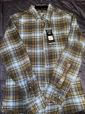 Eddie Bauer Men's Bristol Flannel Deep Denim Plaid Button D Size Large NEW!!! • $29