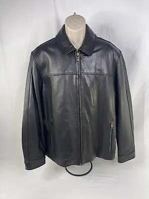 Marc New York By Andrew Marc Men's Large Lambskin Leather Jacket Black • $199.99