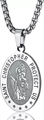 PROSTEEL Stainless Steel Saint Christopher Necklace For Men Women 22 -24  Adjus • $53.95