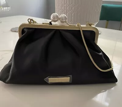 $149 • Buy ZAC  Zac Posen Lacey Soft Frame Clutch Handbag Black OS