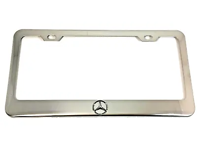 Mercedes Benz 3D Star Logo Chrome Stainless Steel License Plate Frame + Caps • $20.99